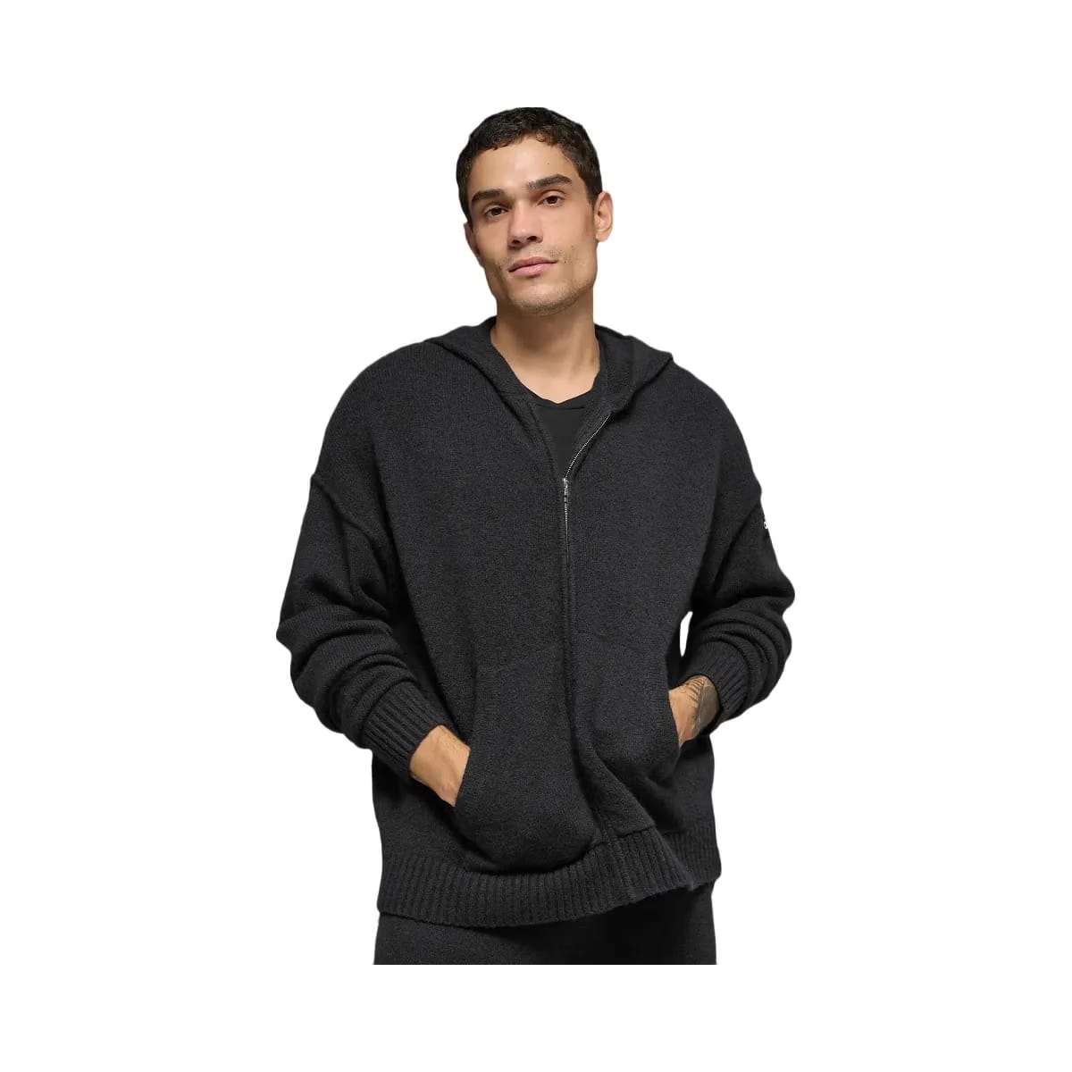 Alo Men's Wool Cashmere New Class Full Zip Hoodie - Black