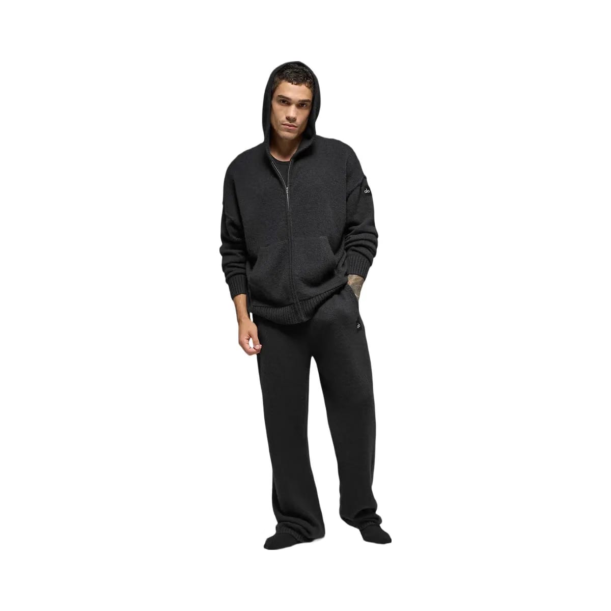 Alo Men's Wool Cashmere New Class Full Zip Hoodie - Black