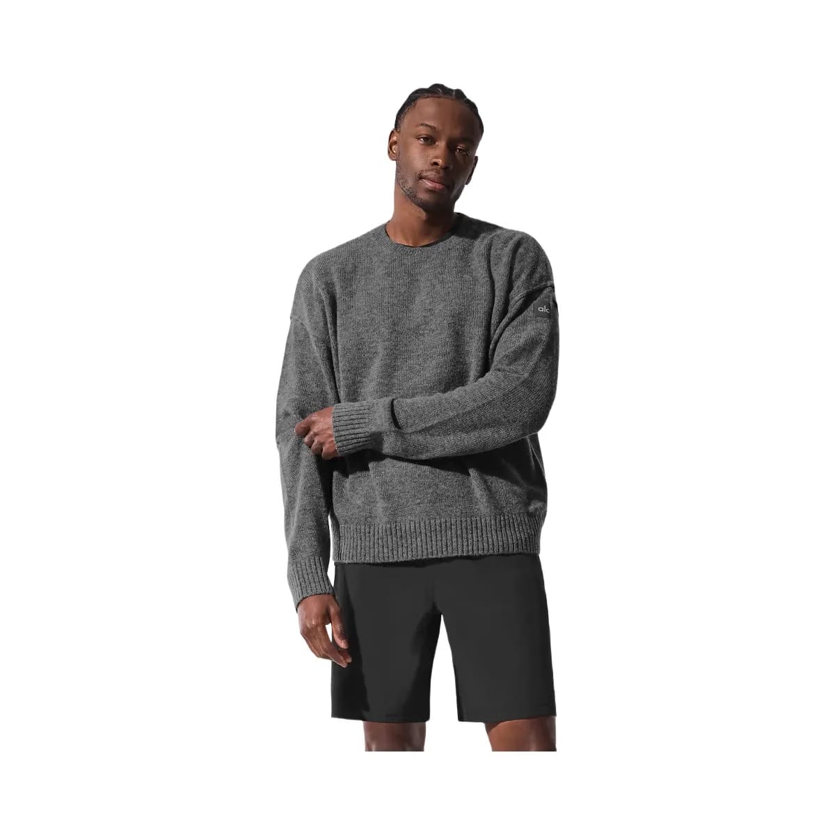 Alo Men's Unisex Wool Cashmere New Class Crewneck Sweater - Platinum Grey