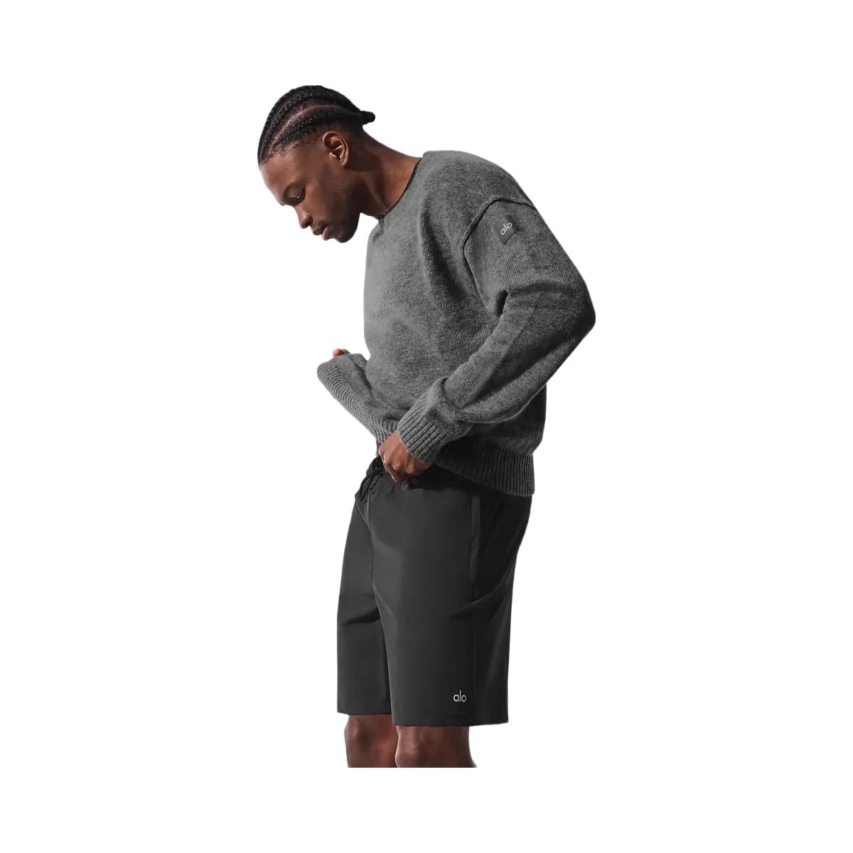 Alo Men's Unisex Wool Cashmere New Class Crewneck Sweater - Platinum Grey