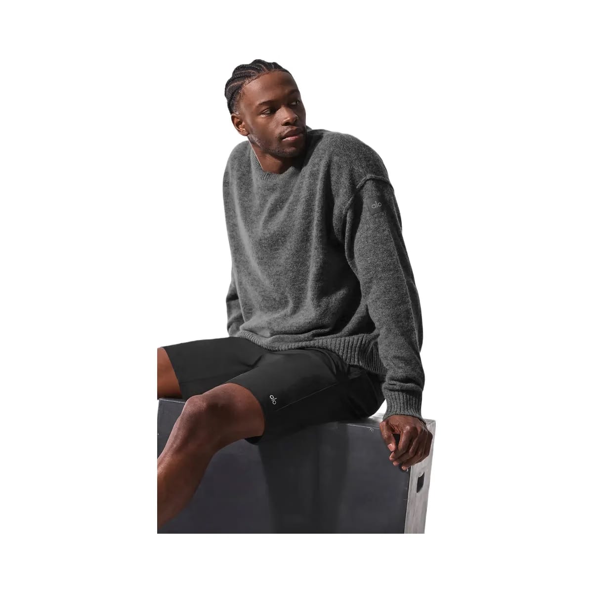 Alo Men's Unisex Wool Cashmere New Class Crewneck Sweater - Platinum Grey