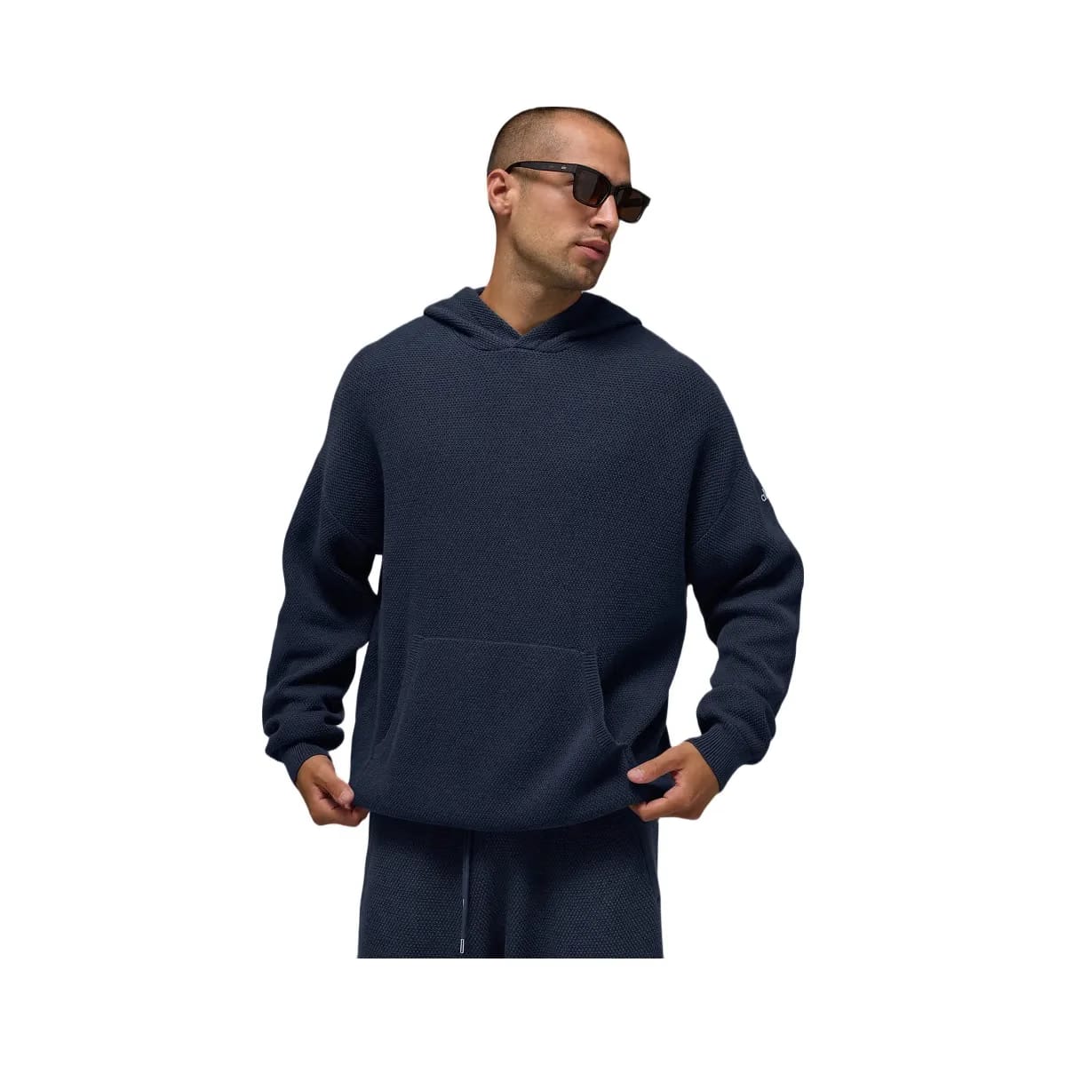 Alo Men's Sports Club Sweater Knit Hoodie - Navy
