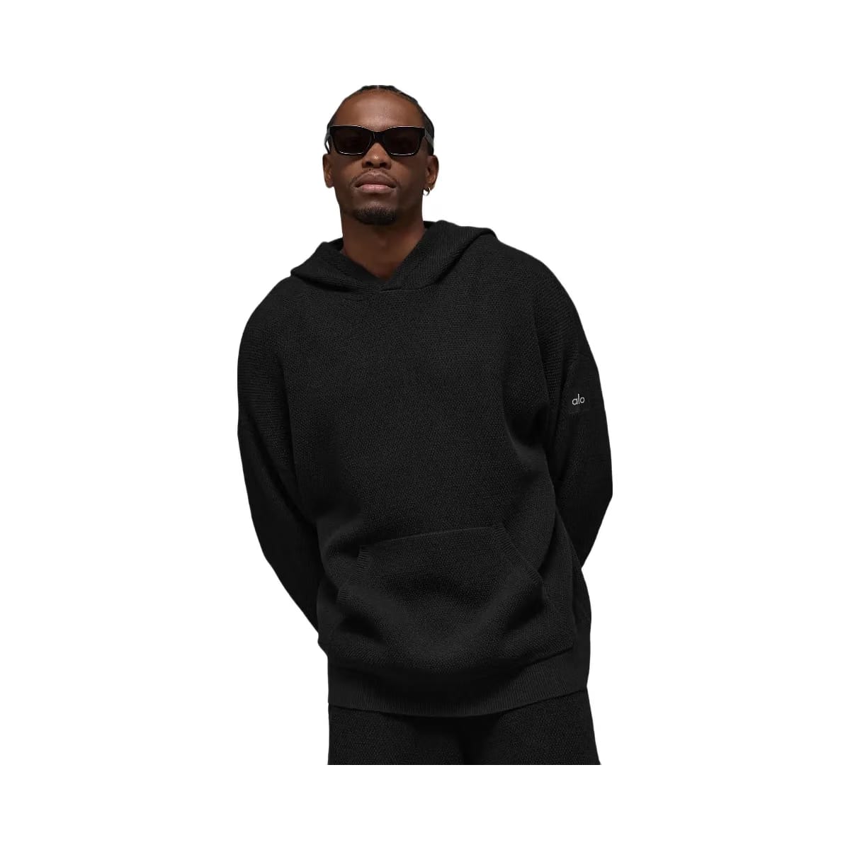 Alo Men's Sports Club Sweater Knit Hoodie - Black