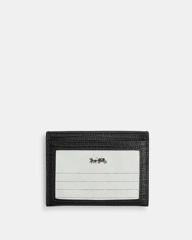 Coach Slim Id Card Case Novelty Leather-Silver-Black