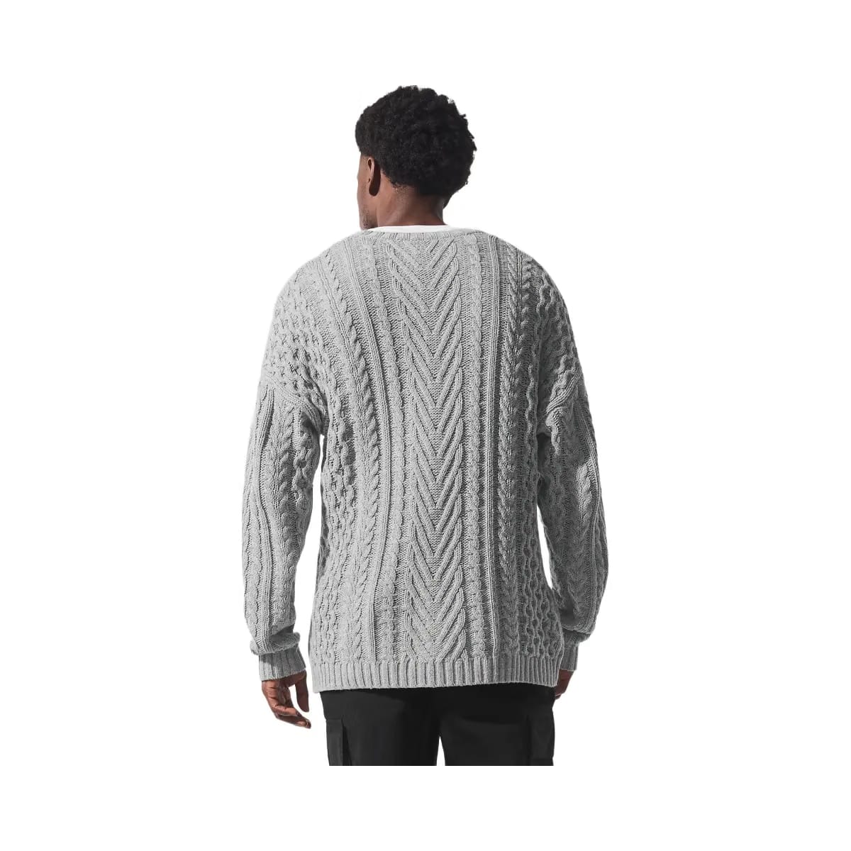Alo Men's Cable Knit Crew Neck Sweater - Athletic Heather Grey