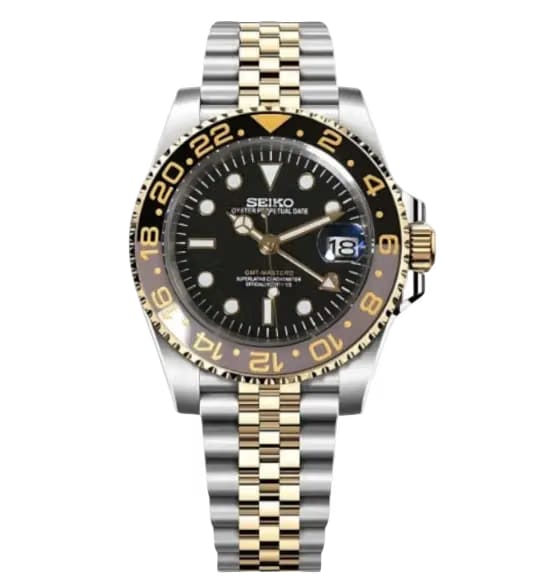 Seiko Mod Gmt Silver Gold