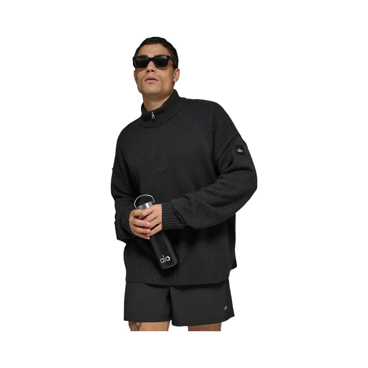Alo Men's Wool Cashmere New Class 1/4 Zip Pullover - Black