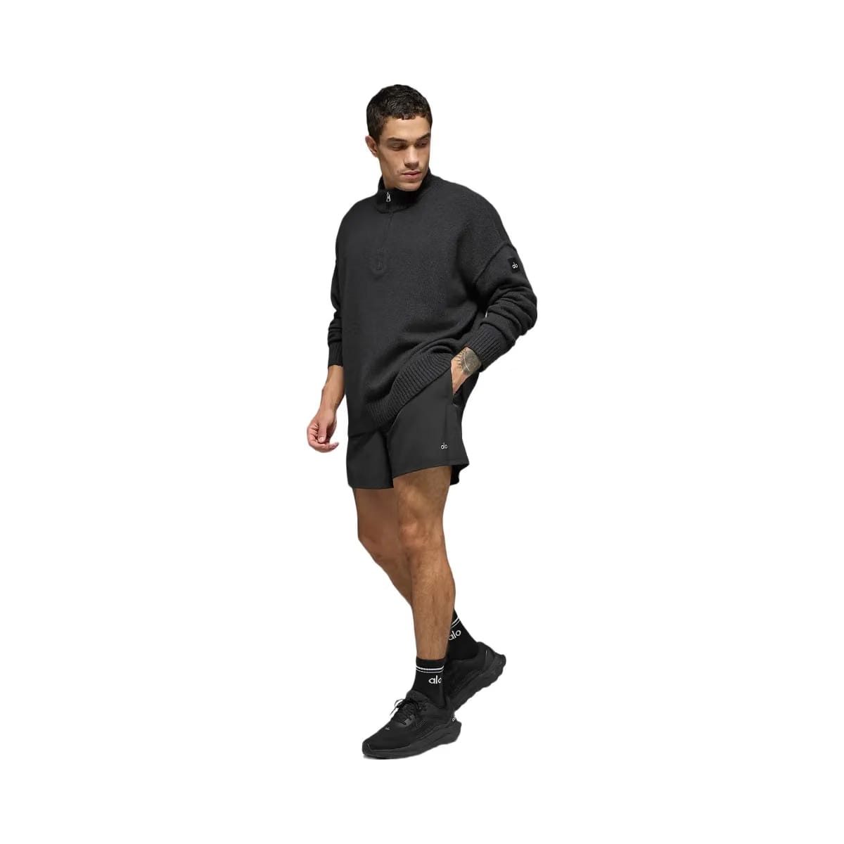 Alo Men's Wool Cashmere New Class 1/4 Zip Pullover - Black