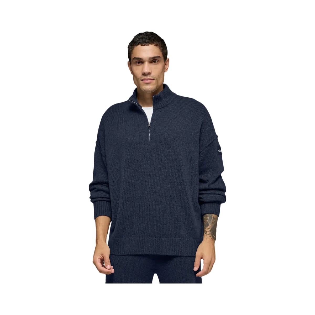 Alo Men's Wool Cashmere New Class 1/4 Zip Pullover - Navy