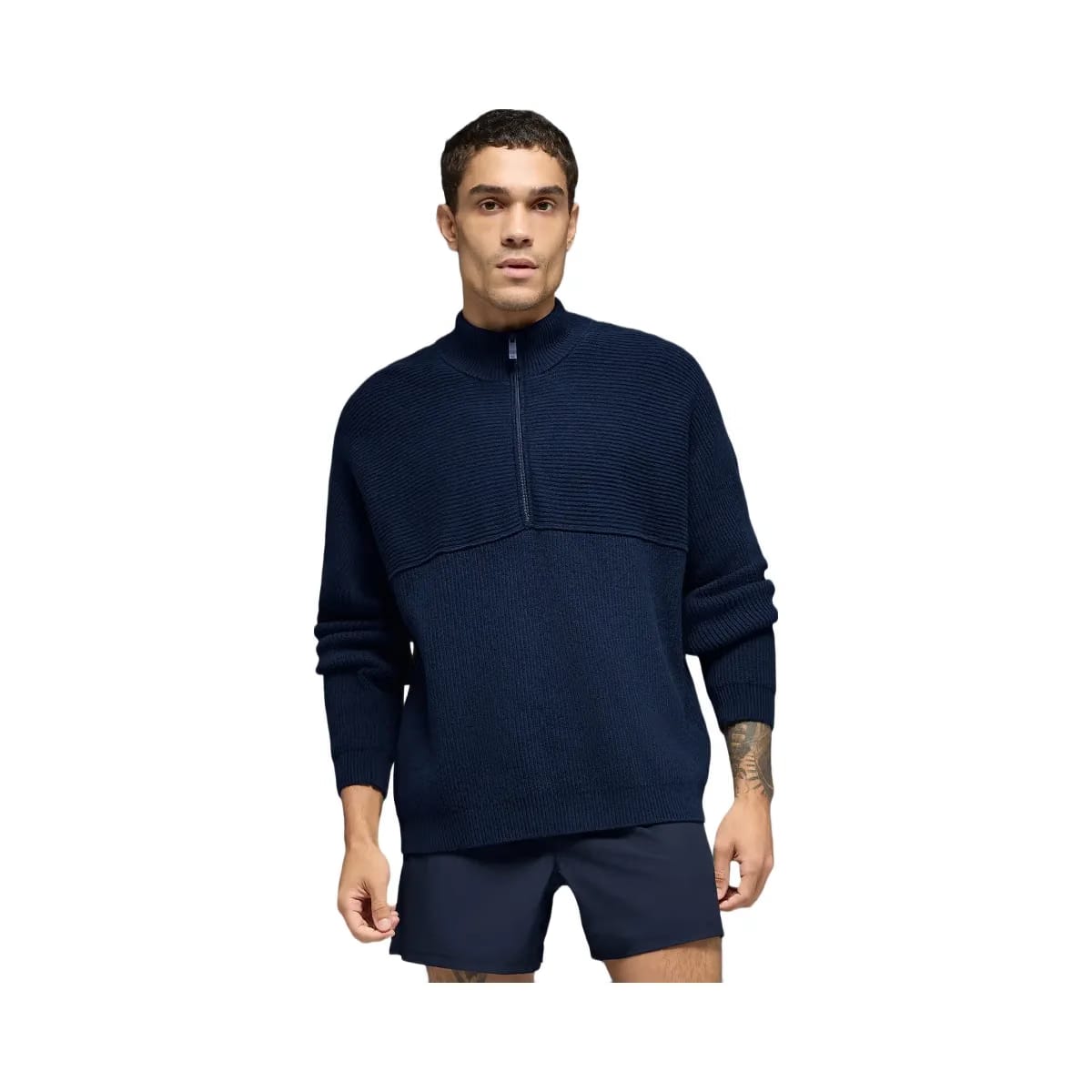 Alo Men's Domain Shift Rib Knit 1/4 Zip Sweater - Navy