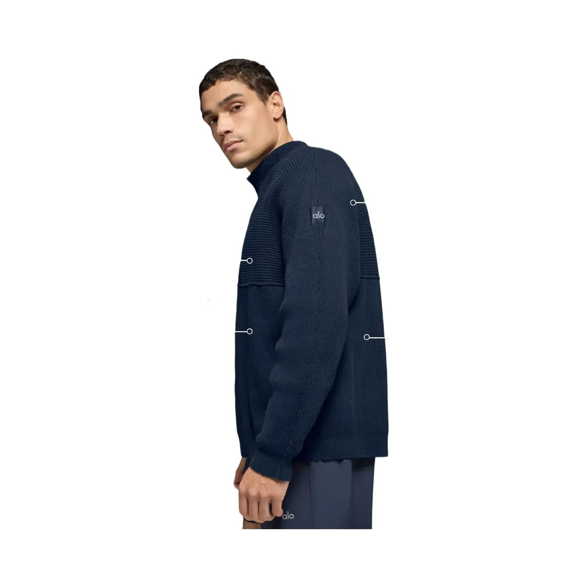 Alo Men's Domain Shift Rib Knit 1/4 Zip Sweater - Navy