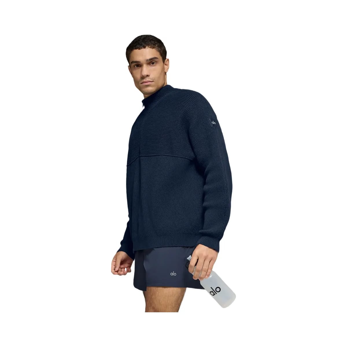 Alo Men's Domain Shift Rib Knit 1/4 Zip Sweater - Navy