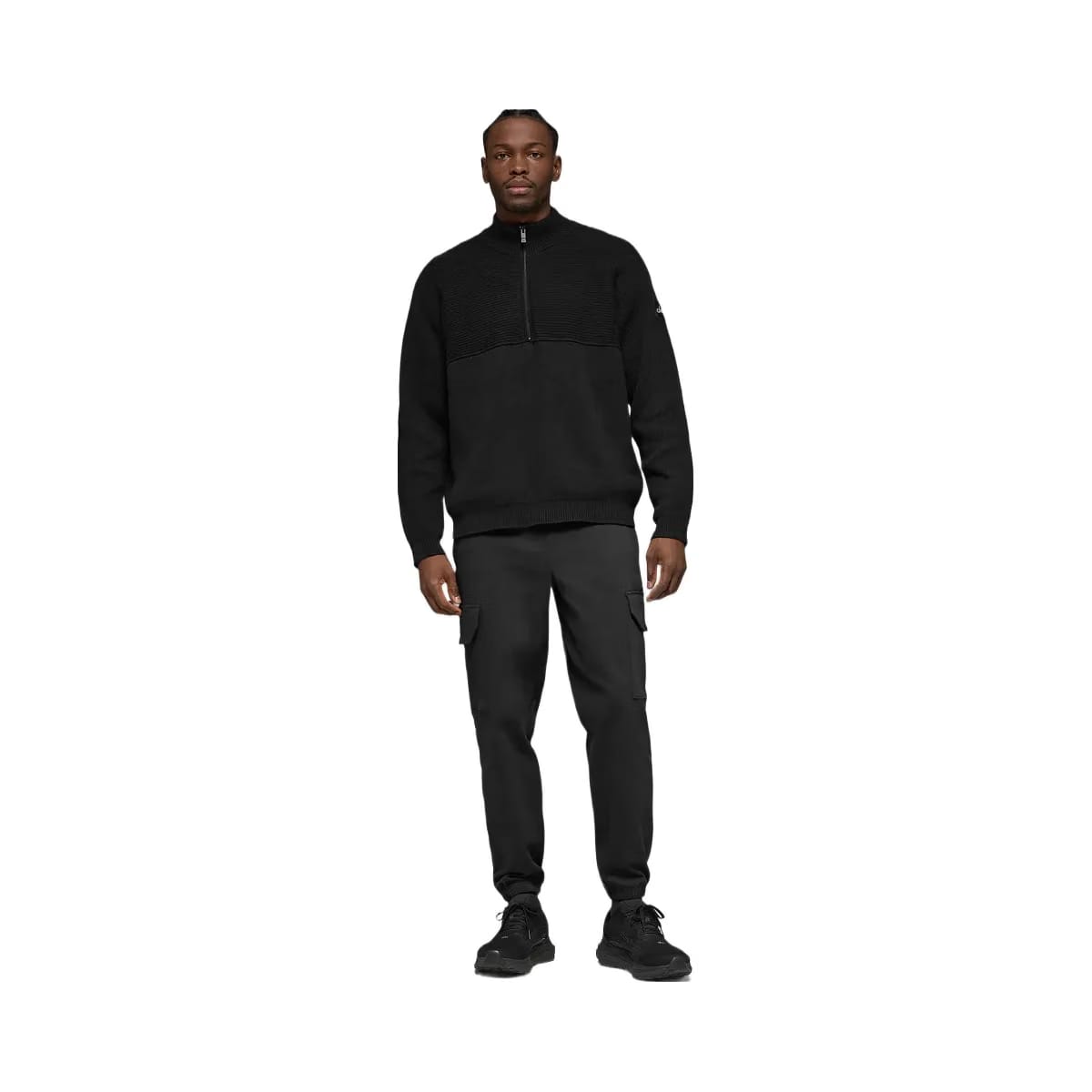 Alo Men's Domain Shift Rib Knit 1/4 Zip Sweater - Black