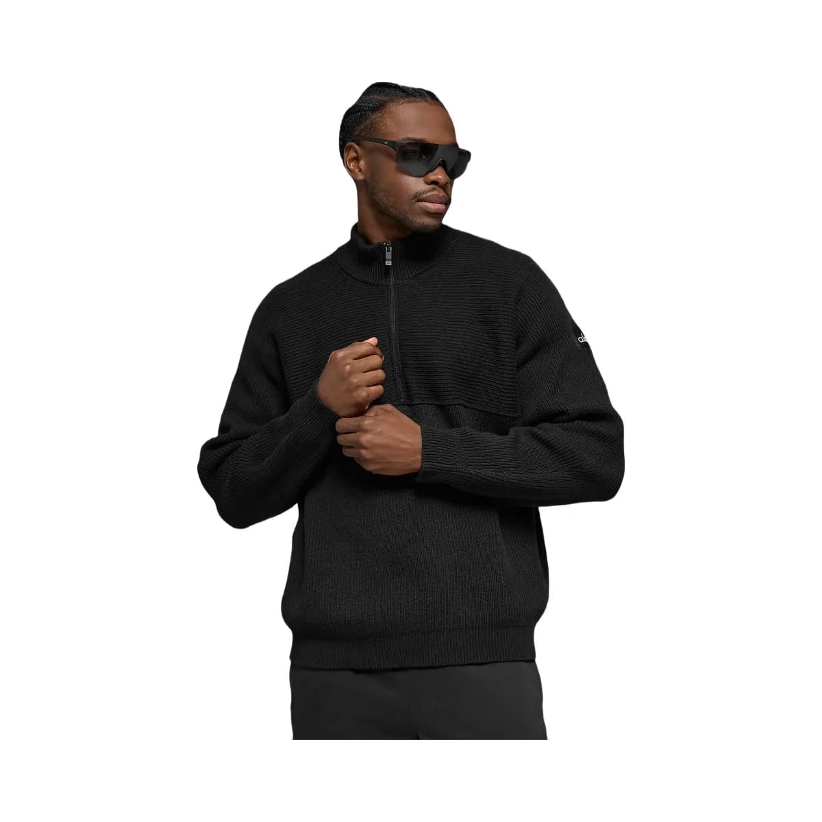 Alo Men's Domain Shift Rib Knit 1/4 Zip Sweater - Black