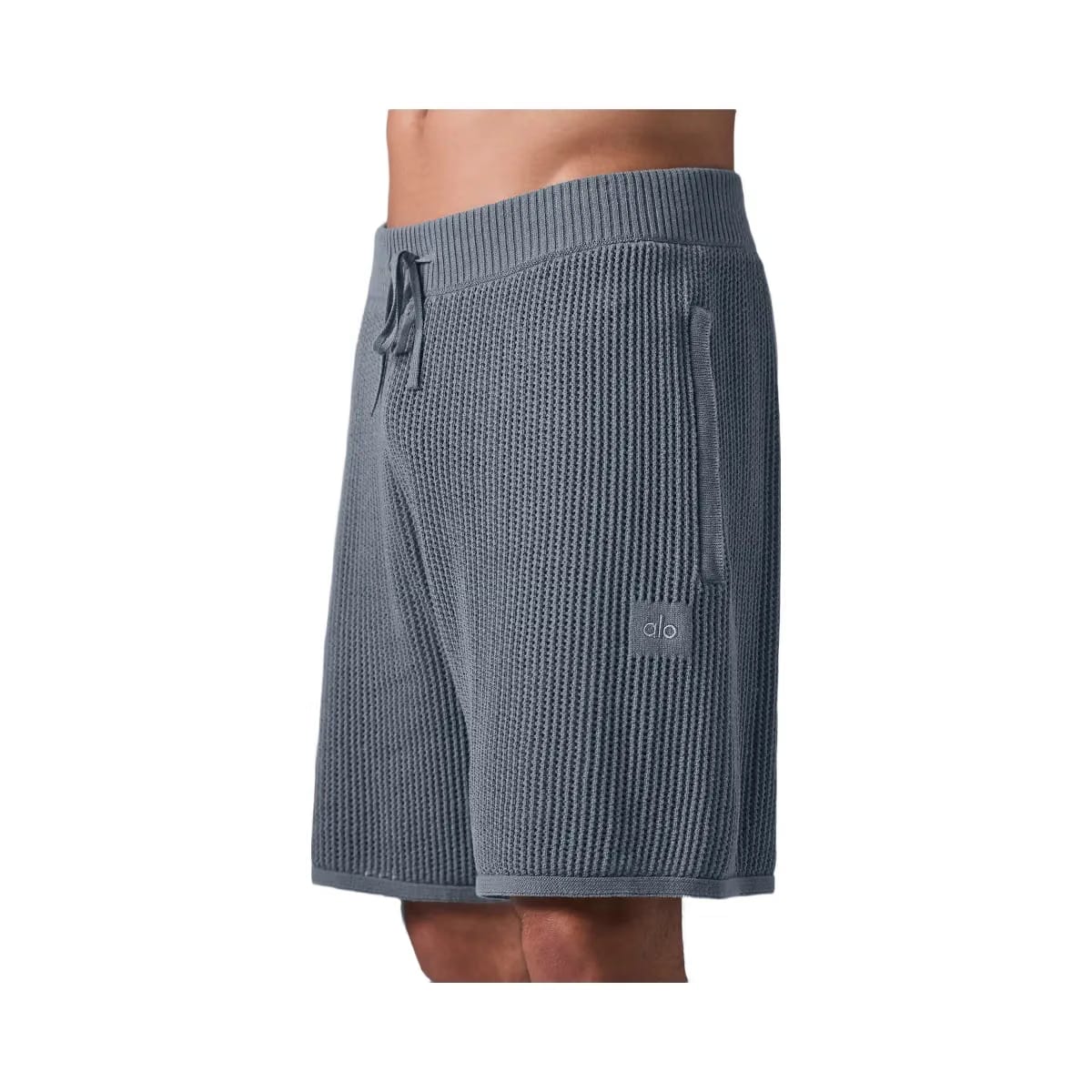 Alo Men's Open-Knit Short - Steel Grey