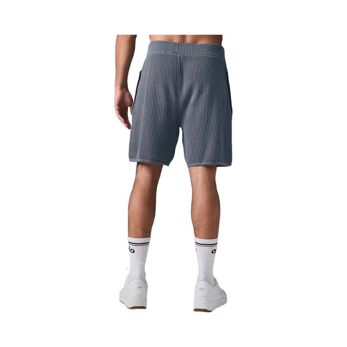 Alo Men's Open-Knit Short - Steel Grey