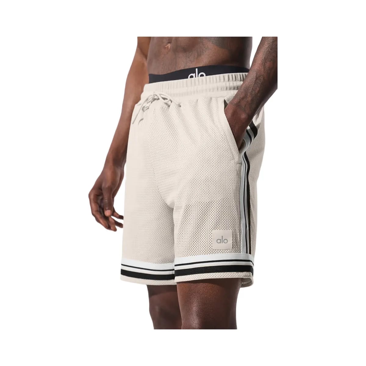 Alo Men's 7" Key Mesh Basketball Short - Bone