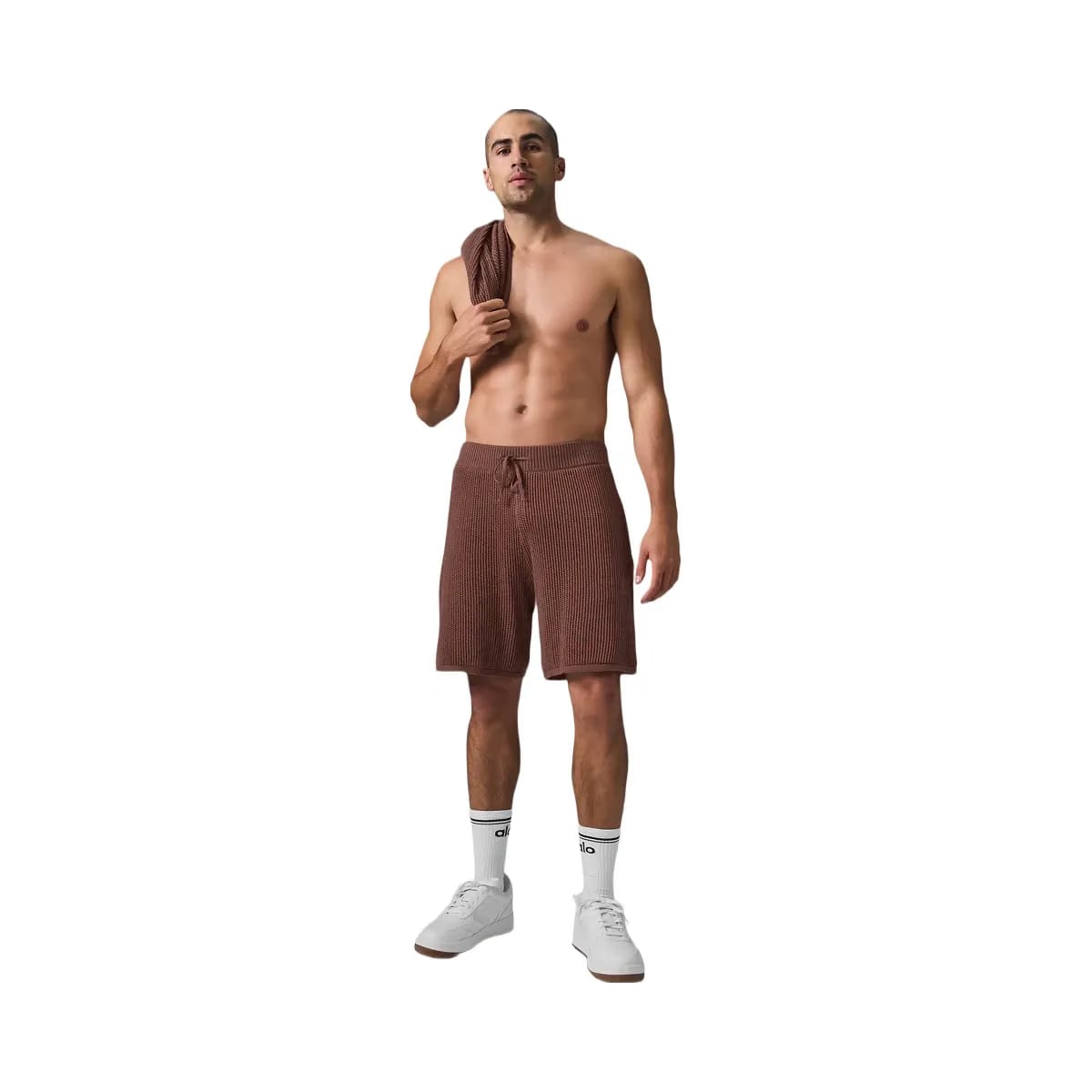 Alo Men's Open-Knit Short - Chestnut