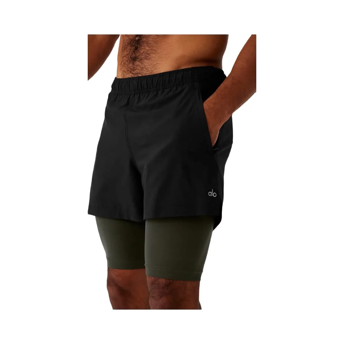 Alo Men's 5" Revival 2-in-1 Short - Black/Stealth Green