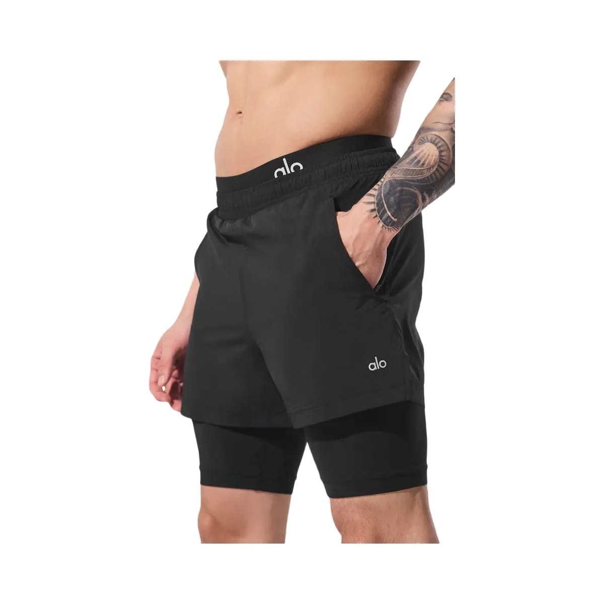 Alo Men's 5" Revival 2-In-1 Short - Black/Black