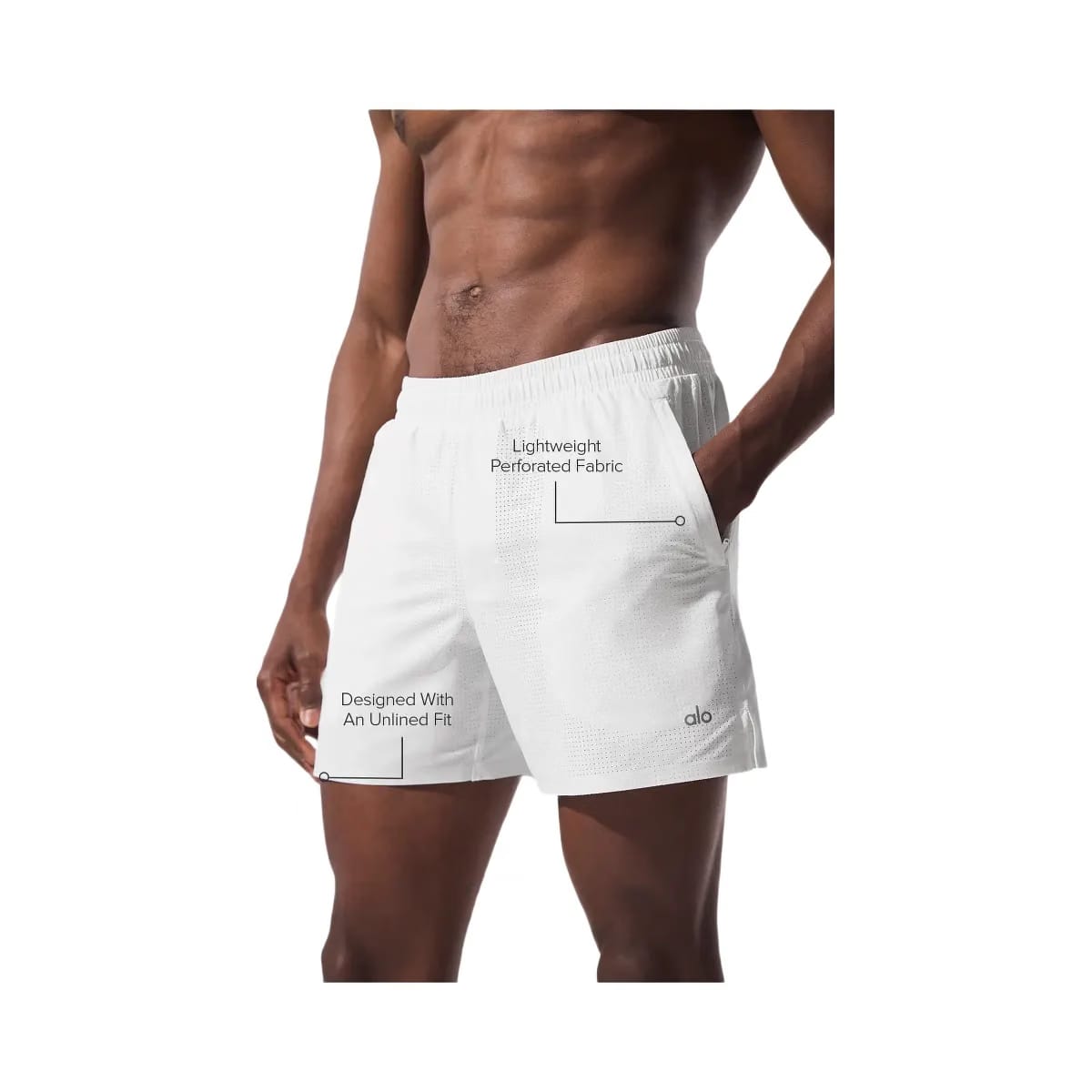 Alo Men's 5" Traction Running Short - White