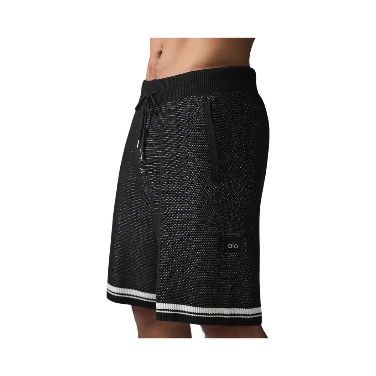 Alo Men's 7" Sports Club Sweater Knit Basketball Short - Black