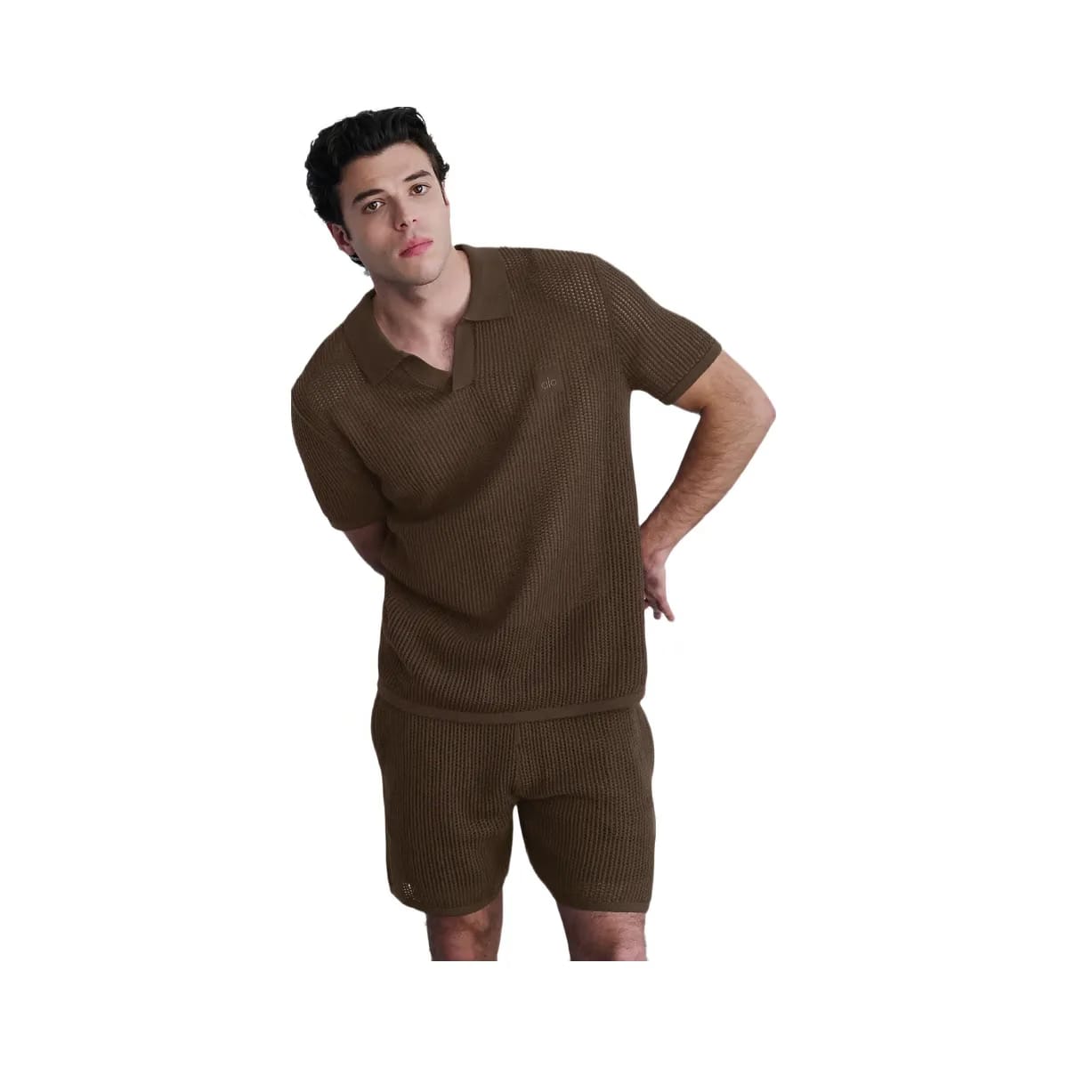 Alo Men's Open-Knit Short - Espresso