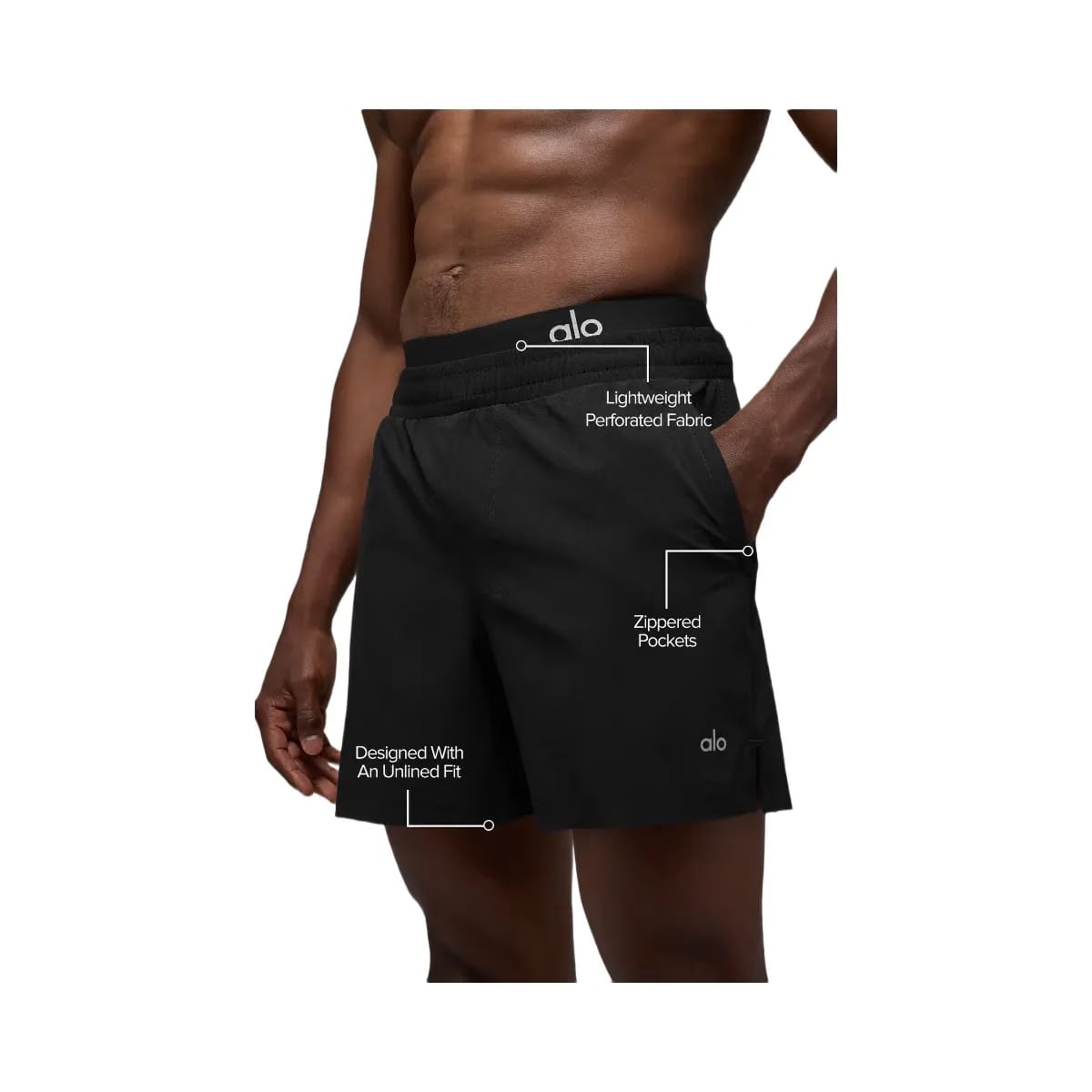 Alo Men's 5" Traction Running Short - Black