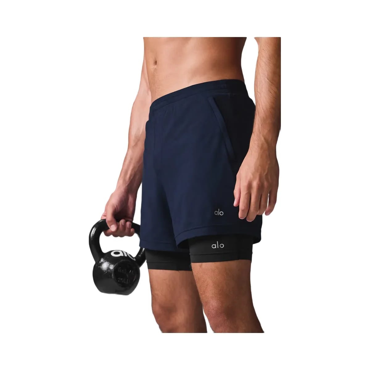 Alo Men's Conquer React 2-In-1 Performance Short - Navy/Black