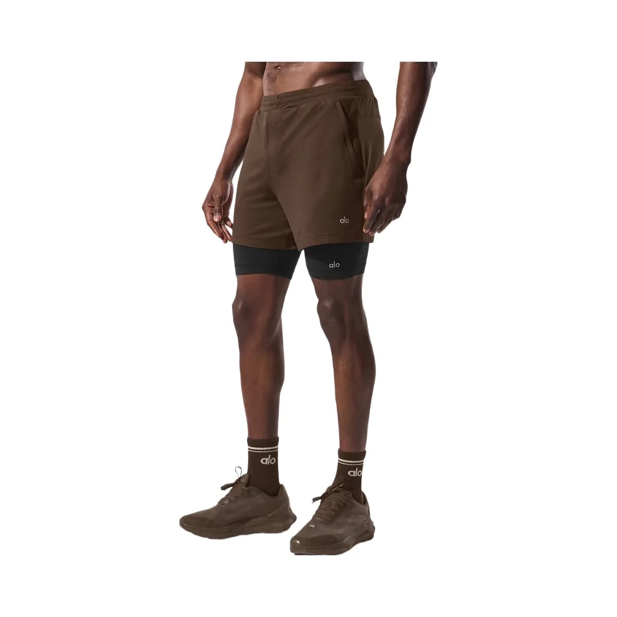 Alo Men's Conquer React 2-In-1 Performance Short - Espresso/Black