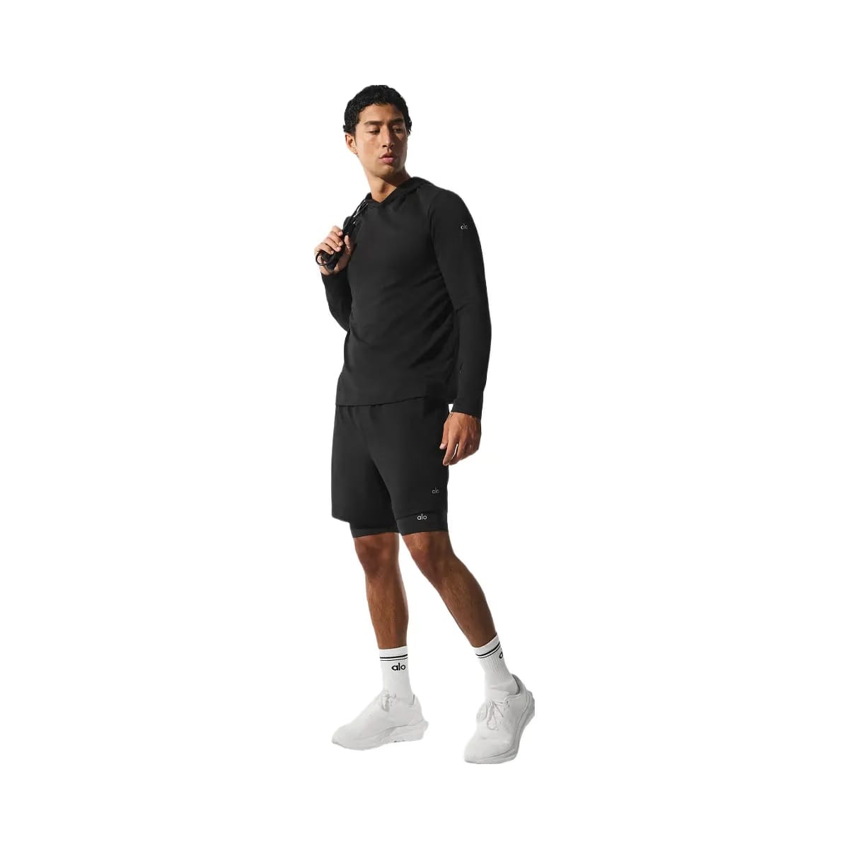 Alo Men's Conquer React 2-In-1 Performance Short - Black/Black