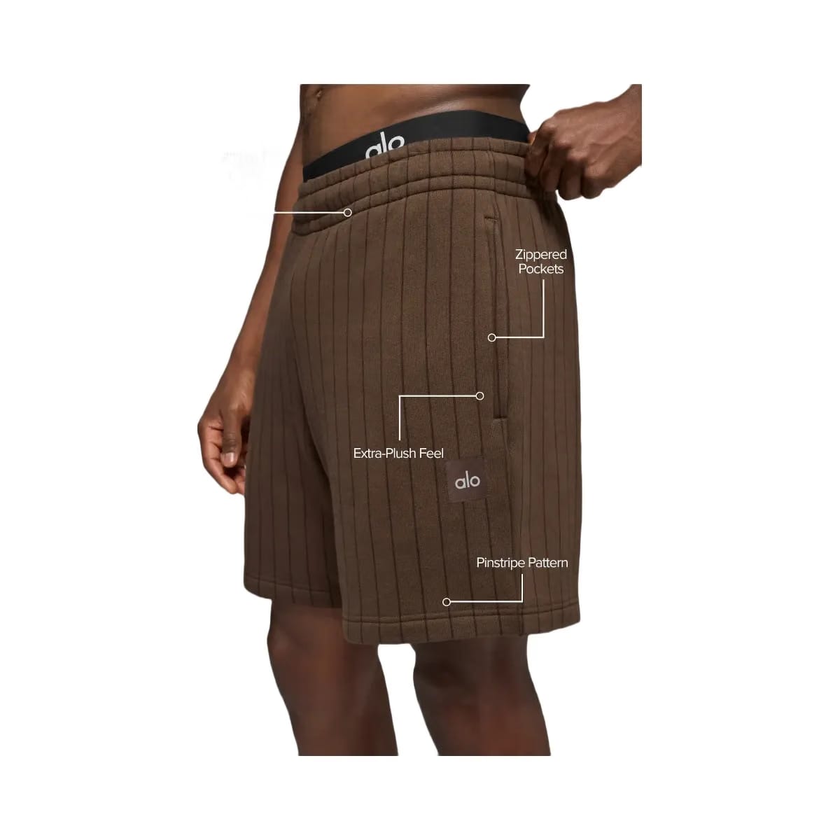 Alo Men's 7" Pinstripe Short - Espresso Pinstripe