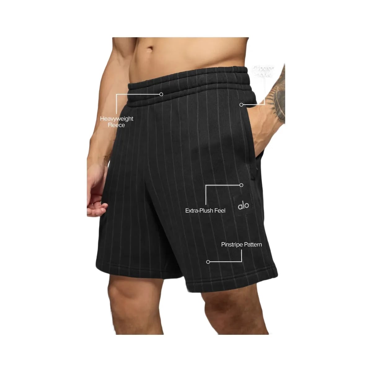 Alo Men's 7" Pinstripe Short - Black Pinstripe