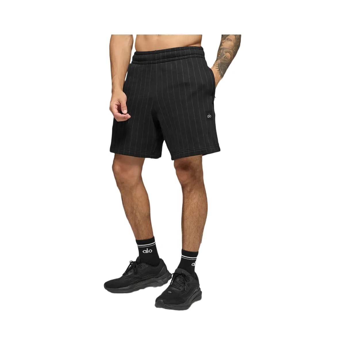 Alo Men's 7" Pinstripe Short - Black Pinstripe
