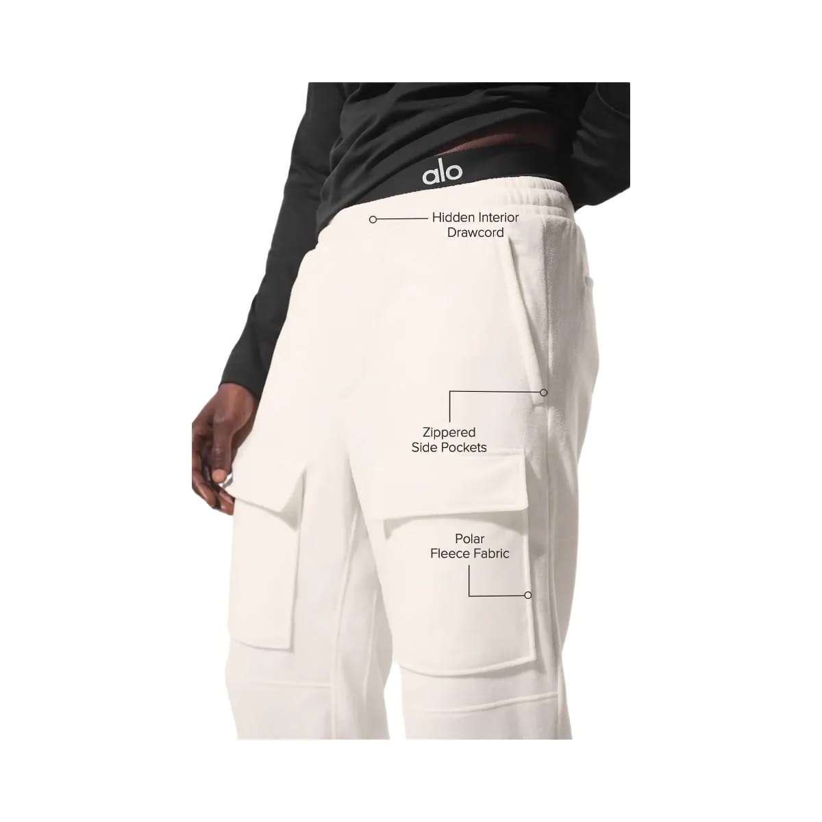 Alo Men's Polar Fleece Ridge Cargo Pants - Ivory