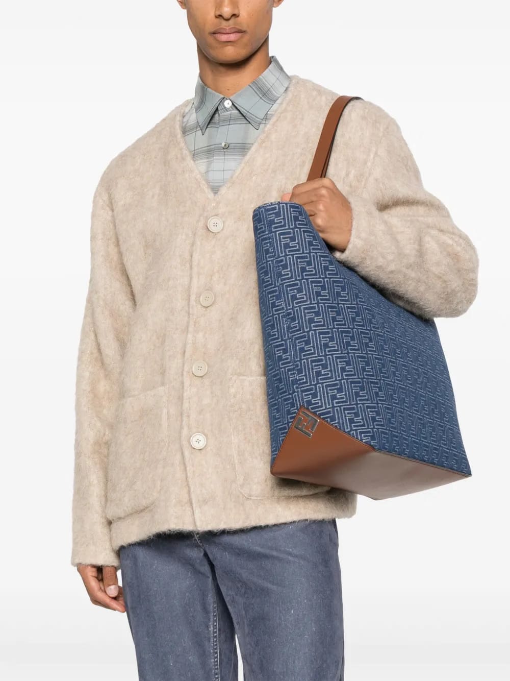 medium FF jacquard denim-effect tote bag