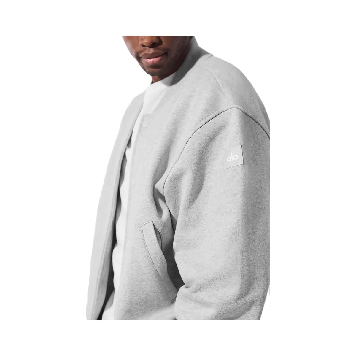 Alo Men's Renown Varsity Jacket - Athletic Heather Grey