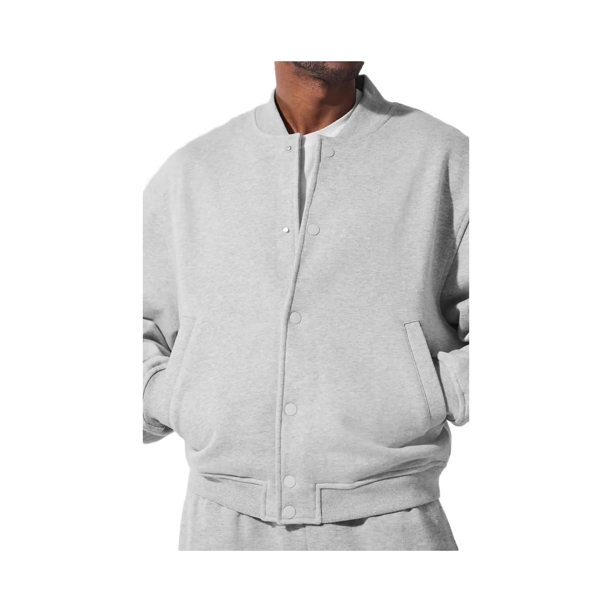 Alo Men's Renown Varsity Jacket - Athletic Heather Grey