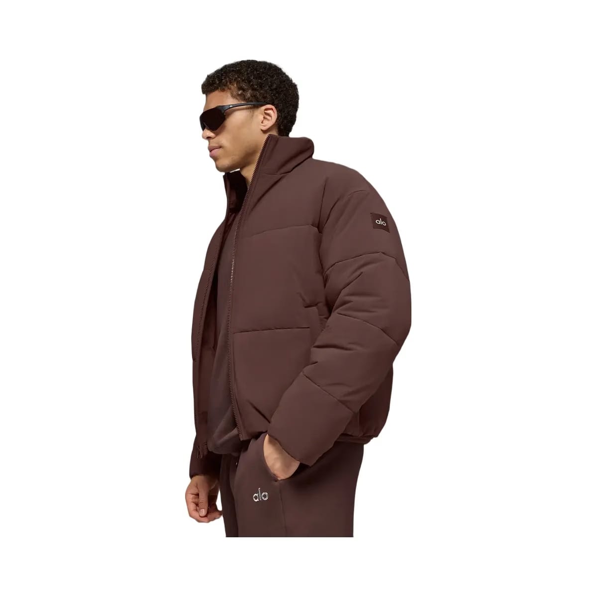 Alo Men's Stretch Woven Street Puffer - Brownstone