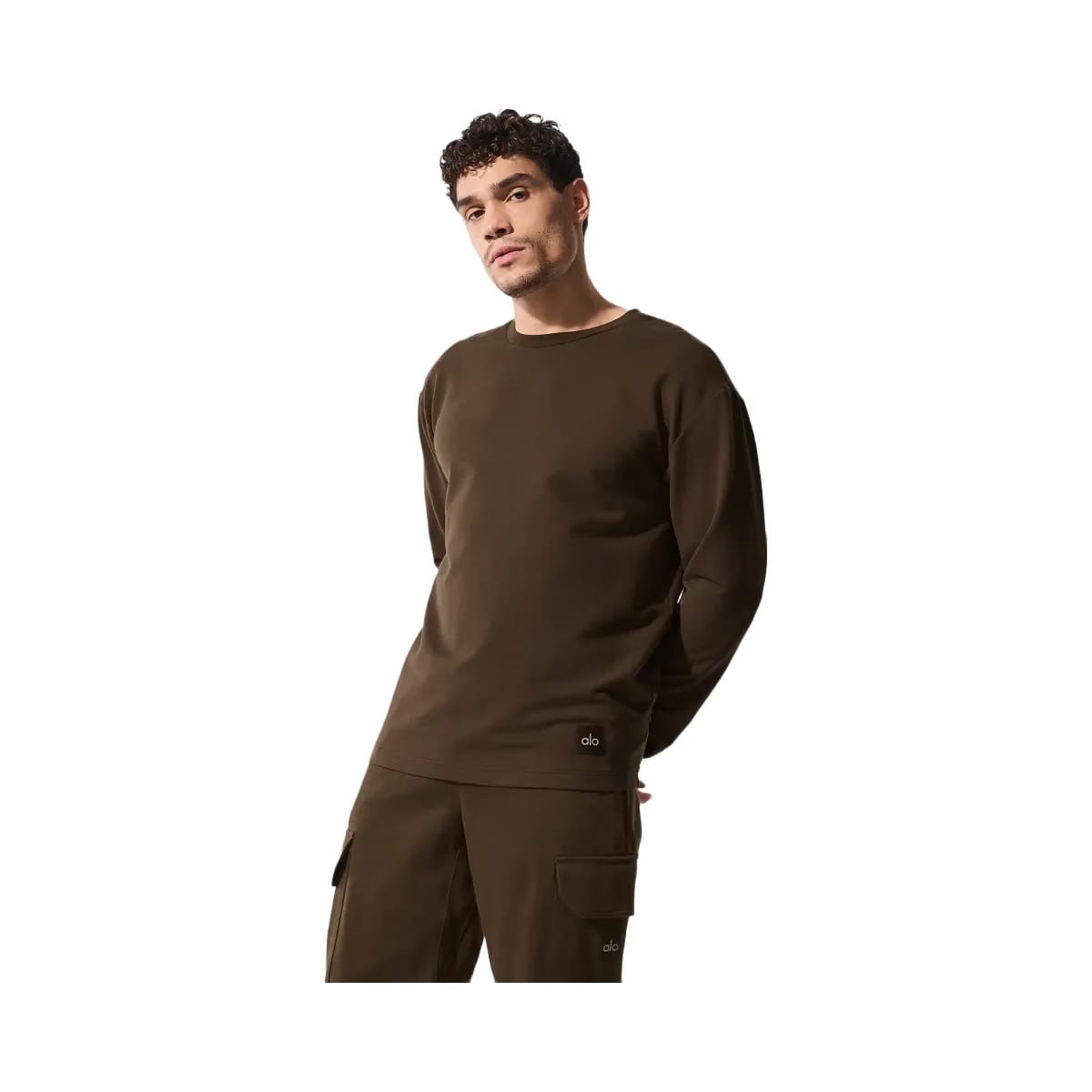 Alo Men's Double Take Long Sleeve Crew - Espresso