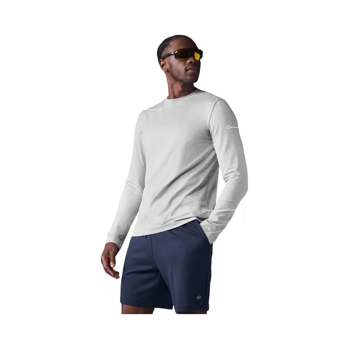 Alo Men's Conquer Reform Crewneck Long Sleeve - Athletic Heather Grey