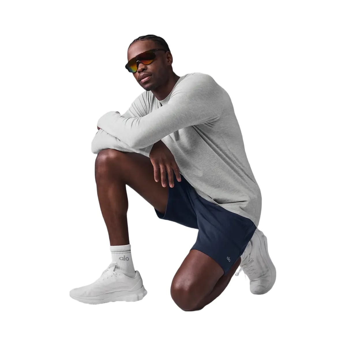 Alo Men's Conquer Reform Crewneck Long Sleeve - Athletic Heather Grey