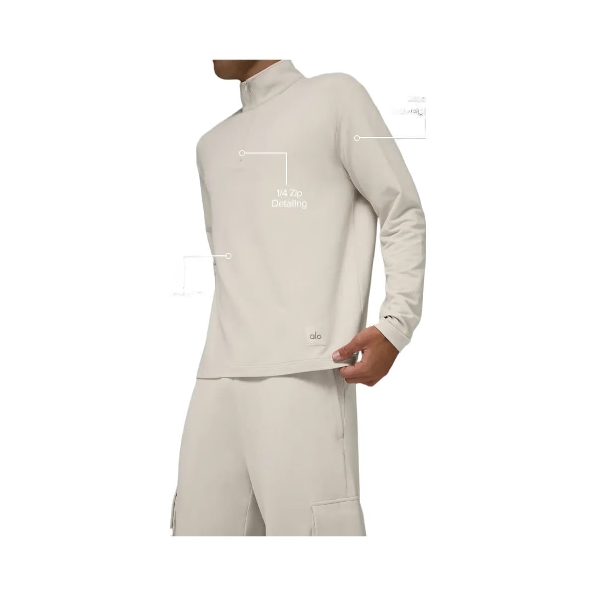 Alo Men's Double Take Long Sleeve 1/4 Zip - Bone