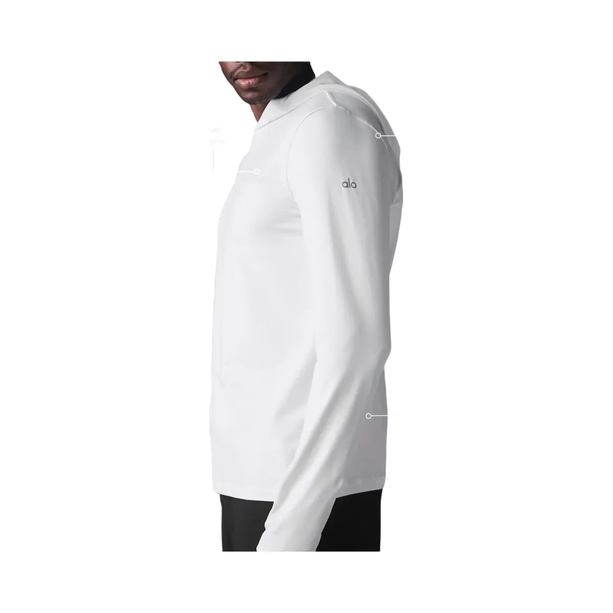 Alo Men's Conquer Reform Long Sleeve With Hood - White