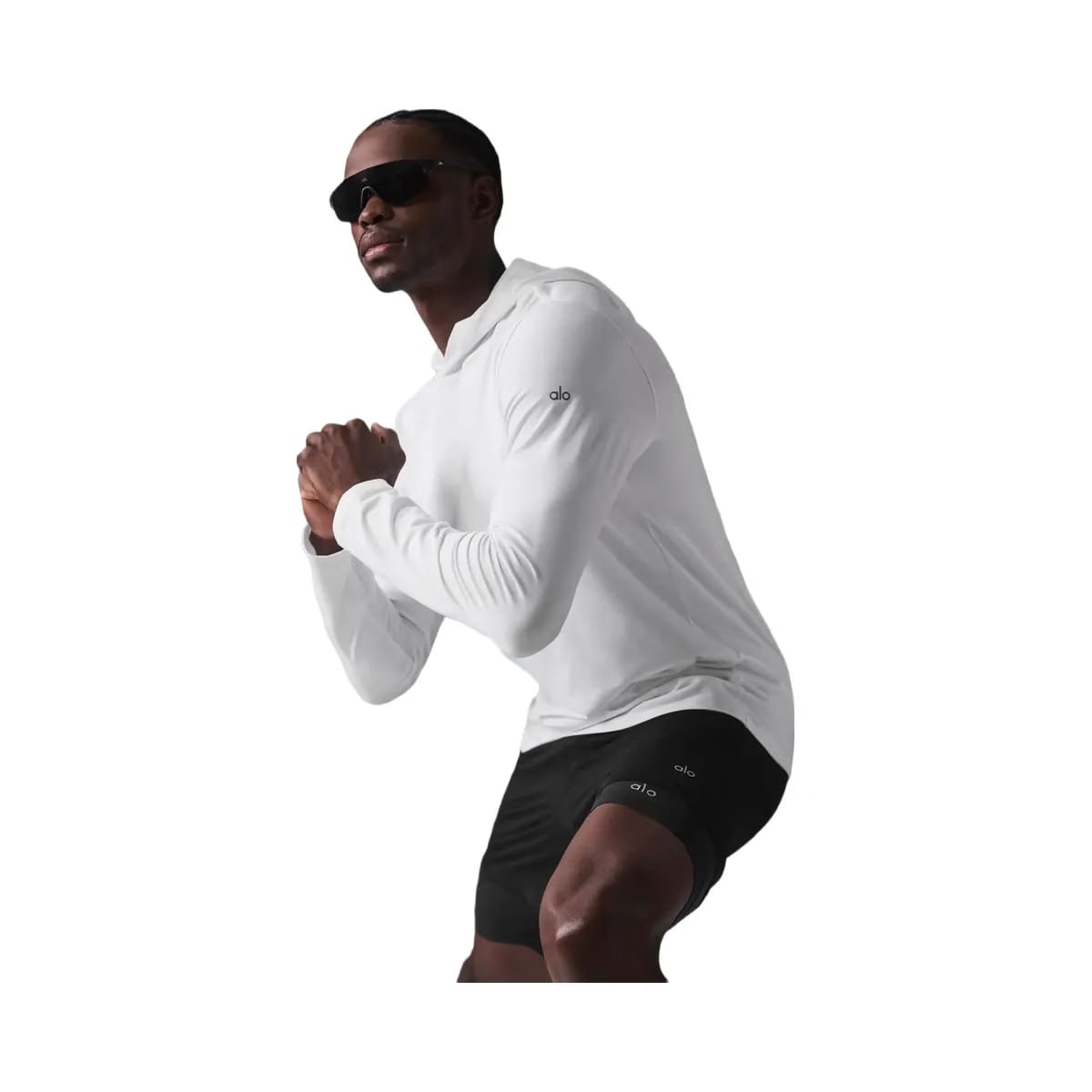Alo Men's Conquer Reform Long Sleeve With Hood - White