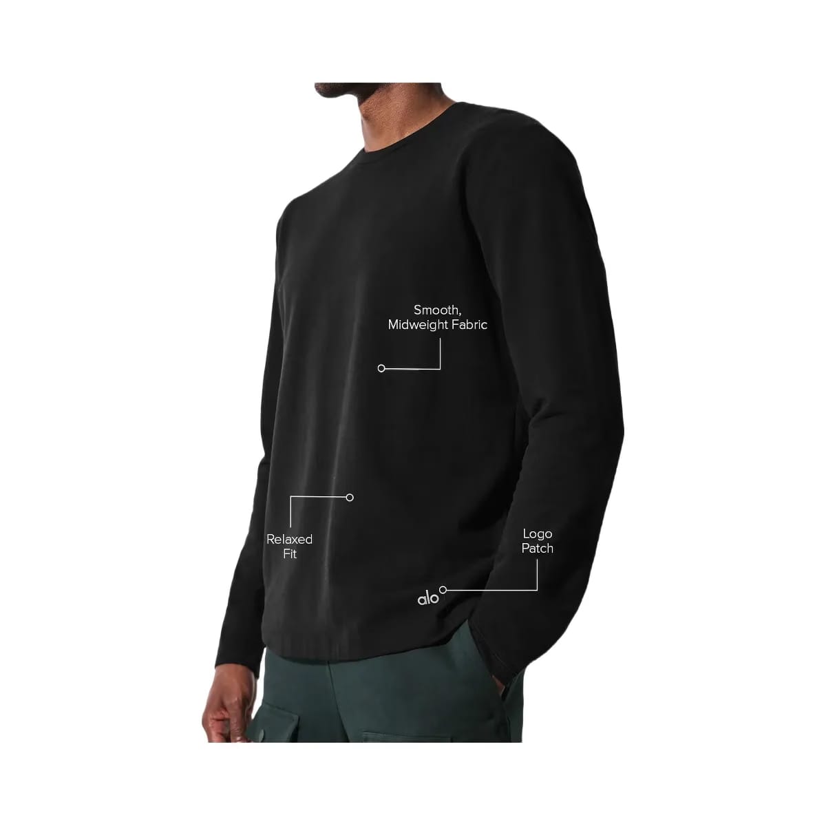 Alo Men's Double Take Long Sleeve Crew - Black