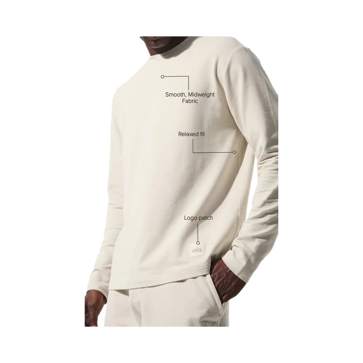 Alo Men's Double Take Long Sleeve Crew - Bone
