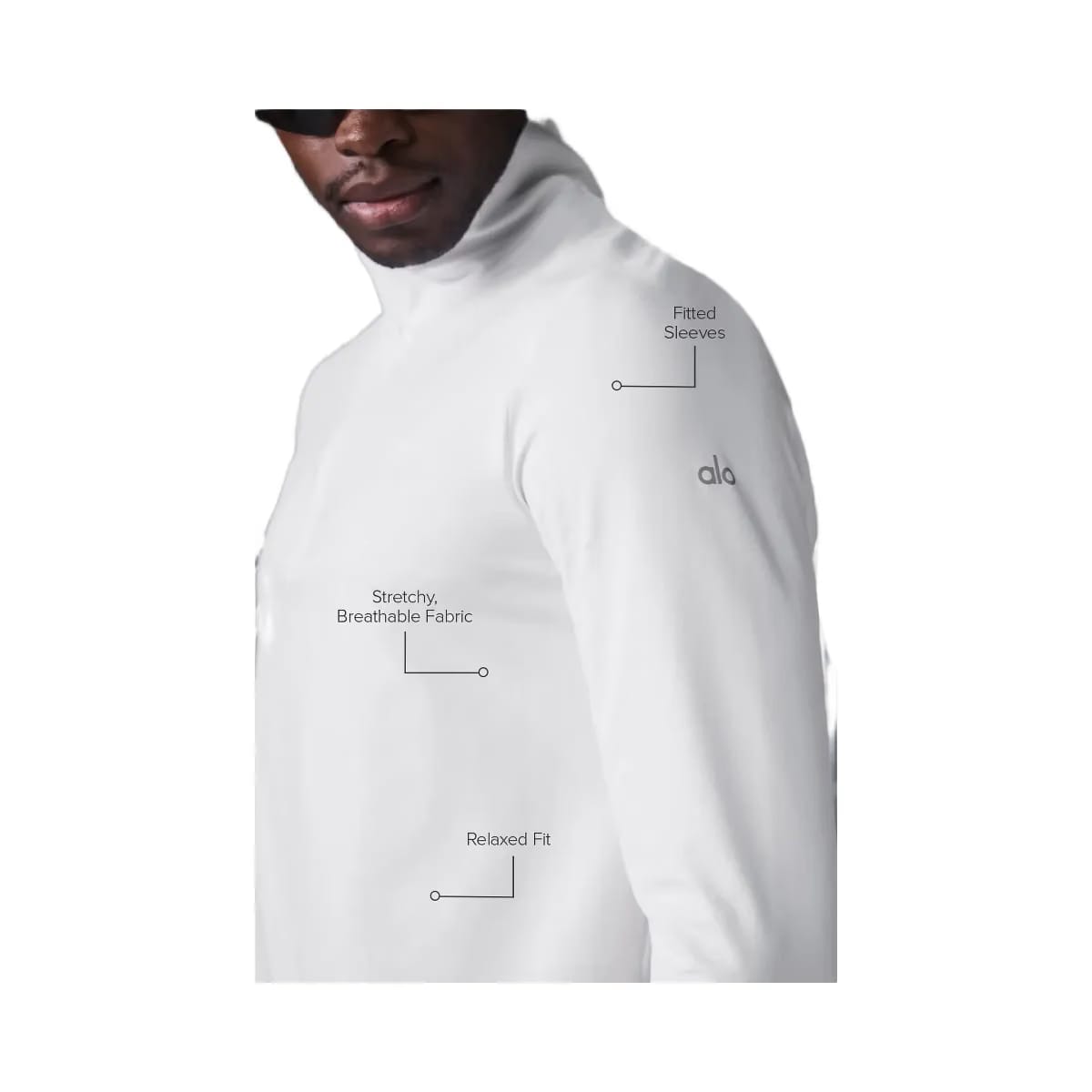 Alo Men's Conquer 1/4 Zip Reform Long Sleeve - White