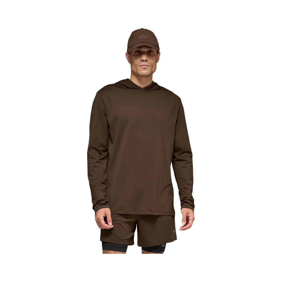 Alo Men's Conquer Reform Long Sleeve With Hood - Espresso