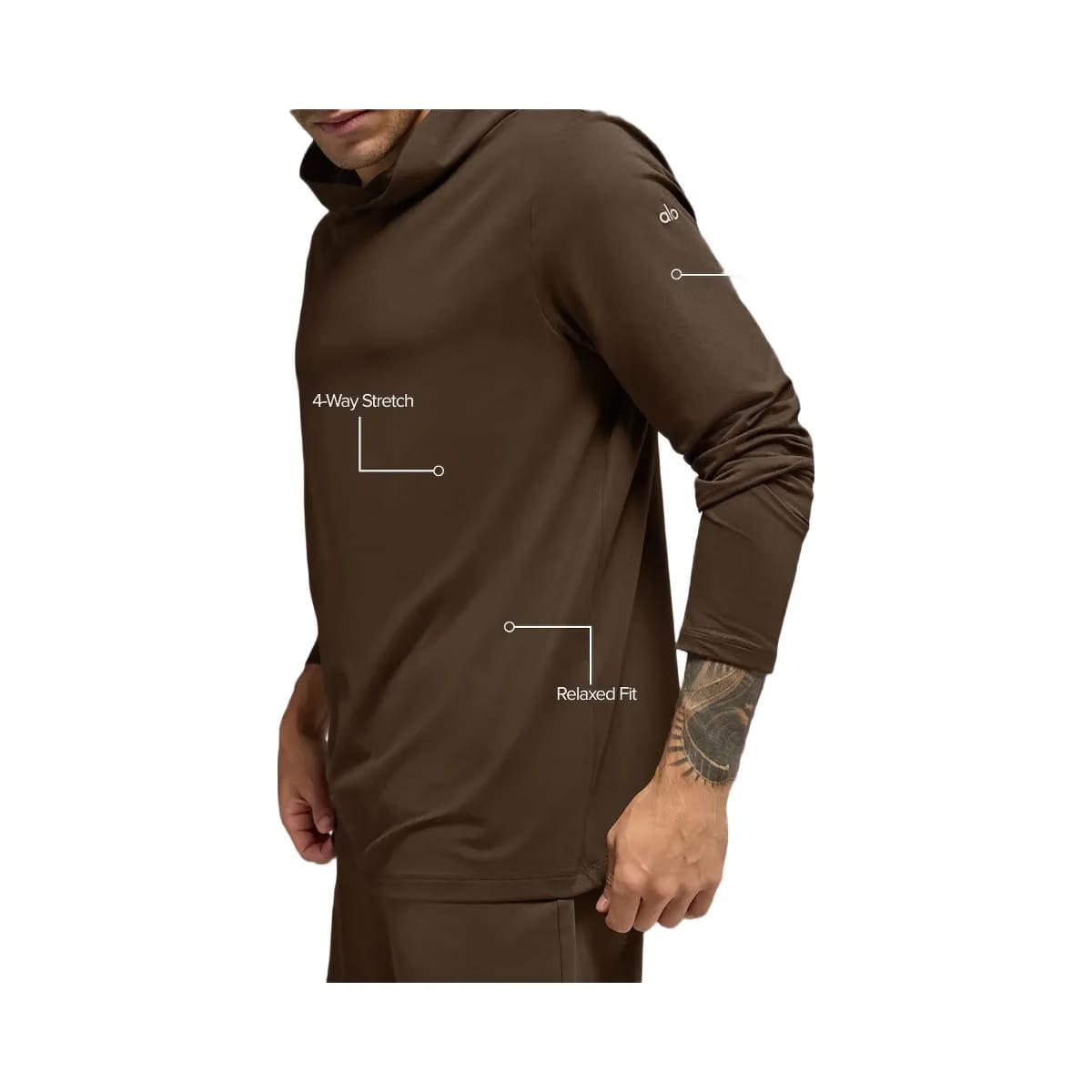 Alo Men's Conquer Reform Long Sleeve With Hood - Espresso